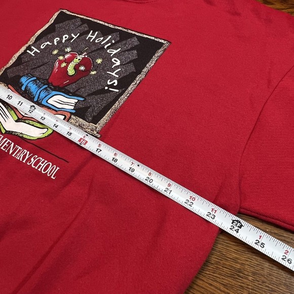 VTG 90s Teacher Elementary School Happy Holidays Sweatshirt on Lee Tag XL - Picture 8 of 10